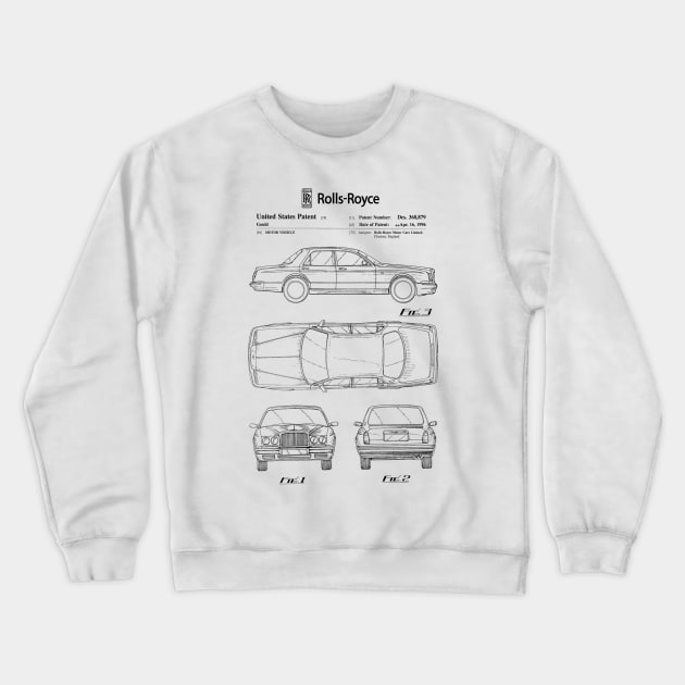 Rolls Royce Patent Black Crewneck Sweatshirt by Luve